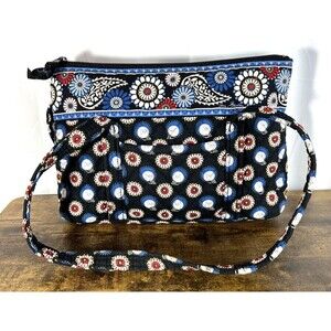 Vera Bradley Night Owl Shoulder Bucket Bag, Double Straps, Blue/Black